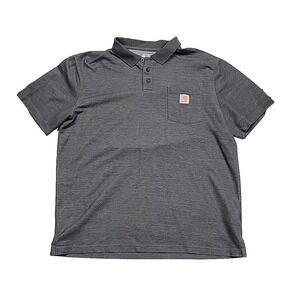 Carhartt Loose Fit Heathered Gray Workwear Single Pocket Polo Shirt Men's XL